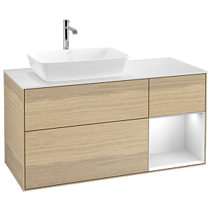 Villeroy and Boch Finion Villeroy and Boch Finion G811MTPC 120cm, cover plate matt white, Emotion, shelves matt white lacquer, Oak Veneer