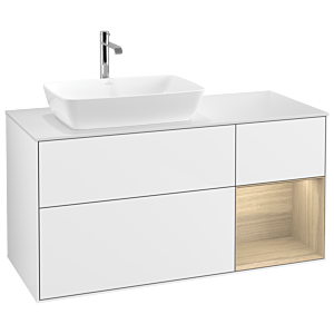 Villeroy and Boch Finion Villeroy and Boch Finion G811PCGF 120cm, cover plate white matt, Emotion, shelves Oak Veneer , Glossy white lacquer