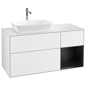 Villeroy and Boch Finion Villeroy and Boch Finion G811PDGF 120cm, cover plate white matt, Emotion, shelves black matt lacquer, glossy white lacquer