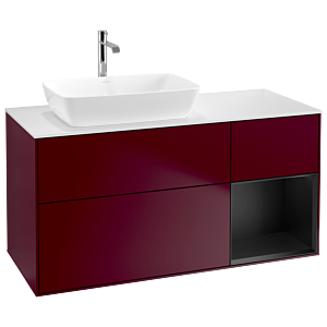 Villeroy and Boch Finion Villeroy and Boch Finion G811PDHB 120cm, cover plate matt white, Emotion, shelves matt black lacquer, Peony Matt