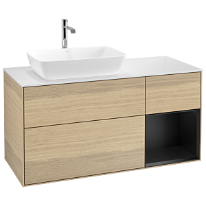 Villeroy and Boch Finion Villeroy and Boch Finion G811PDPC 120cm, cover plate white matt, Emotion, shelves black matt lacquer, Oak Veneer