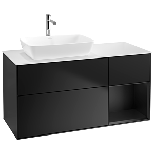 Villeroy und Boch Finion Waschtischunterschrank G811PDPD 120cm, Abdeckplatte white matt, Emotion, Regale Black matt lacquer, Black matt lacquer