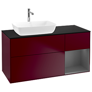 Villeroy and Boch Finion Villeroy and Boch Finion G812GKHB 120cm, black matt cover plate, Emotion, Anthracite matt lacquer shelves, Peony Matt