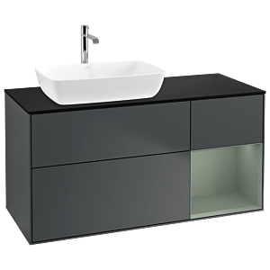 Villeroy und Boch Finion Waschtischunterschrank G812GMHG 120cm, Abdeckplatte black matt, Emotion, Regale Olive matt lacquer, Midnight Blue Matt Lacquer
