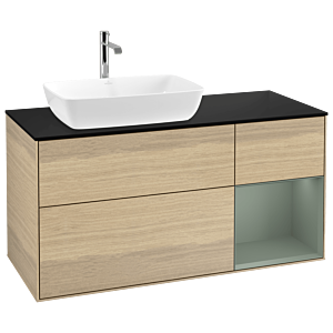 Villeroy and Boch Finion Villeroy and Boch Finion G812GMPC 120cm, cover plate black matt, Emotion, shelves olive matt lacquer, Oak Veneer