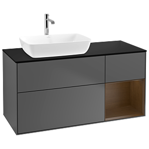 Villeroy and Boch Finion Villeroy and Boch Finion G812GNGK 120cm, black matt cover plate, Emotion, Walnut Veneer shelves, matt anthracite