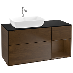 Villeroy and Boch Finion Villeroy and Boch Finion G812GNGN 120cm, black matt cover plate, emotion, Walnut Veneer shelves, Walnut Veneer veneer