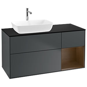 Villeroy and Boch Finion Villeroy and Boch Finion G812GNHG 120cm, cover plate black matt, Emotion, shelves Walnut Veneer , Midnight Blue Matt Lacquer