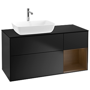 Villeroy and Boch Finion Villeroy and Boch Finion G812GNPD 120cm, cover plate black matt, Emotion, shelves Walnut Veneer , black matt lacquer