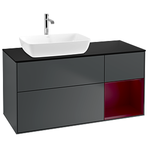 Villeroy und Boch Finion Waschtischunterschrank G812HBHG 120cm, Abdeckplatte black matt, Emotion, Regale Peony matt lacquer, Midnight Blue Matt Lacquer