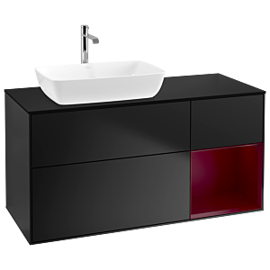 Villeroy und Boch Finion Waschtischunterschrank G812HBPD 120cm, Abdeckplatte black matt, Emotion, Regale Peony matt lacquer, Black matt lacquer