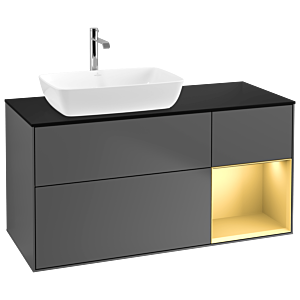 Villeroy and Boch Finion Villeroy and Boch Finion G812HFGK 120cm, cover plate black matt, Emotion, shelves gold matt lacquer, anthracite matt