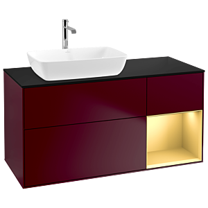 Villeroy and Boch Finion Villeroy and Boch Finion G812HFHB 120cm, cover plate black matt, Emotion, shelves gold matt lacquer, Peony Matt