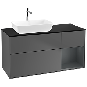 Villeroy and Boch Finion Villeroy and Boch Finion G812HGGK 120cm, cover plate black matt, Emotion, shelves Midnight matt lacquer, Anthracite matt