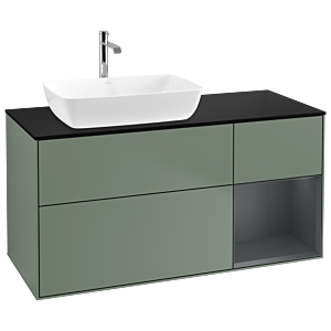 Villeroy and Boch Finion Villeroy and Boch Finion G812HGGM 120cm, cover plate black matt, Emotion, shelves Midnight matt lacquer, Olive Matt Lacquer