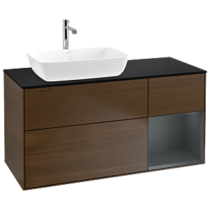 Villeroy and Boch Finion Villeroy and Boch Finion G812HGGN 120cm, black matt cover plate, Emotion, Midnight matt lacquer shelves, Walnut veneer