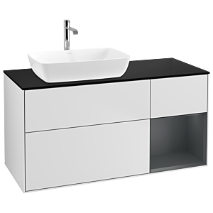 Villeroy and Boch Finion Villeroy and Boch Finion G812HGMT 120cm, cover plate black matt, Emotion, shelves Midnight matt lacquer, White matt lacquer