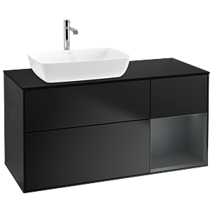 Villeroy und Boch Finion Waschtischunterschrank G812HGPD 120cm, Abdeckplatte black matt, Emotion, Regale Midnight matt lacquer, Black matt lacquer