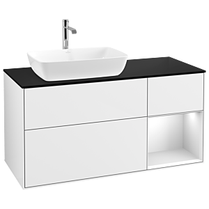 Villeroy and Boch Finion Villeroy and Boch Finion G812MTGF 120cm, black matt cover plate, Emotion, white matt lacquer shelves, glossy white lacquer