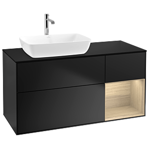 Villeroy and Boch Finion Villeroy and Boch Finion G812PCPD 120cm, cover plate black matt, Emotion, shelves Oak Veneer , black matt lacquer