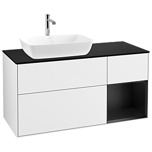 Villeroy and Boch Finion Villeroy and Boch Finion G812PDGF 120cm, cover plate black matt, Emotion, shelves Black matt lacquer, Glossy white lacquer