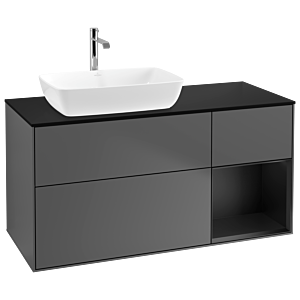 Villeroy and Boch Finion Villeroy and Boch Finion G812PDGK 120cm, cover plate black matt, Emotion, shelves Black matt lacquer, Anthracite matt