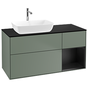 Villeroy and Boch Finion Villeroy and Boch Finion G812PDGM 120cm, black matt cover plate, Emotion, black matt lacquer shelves, Olive Matt Lacquer