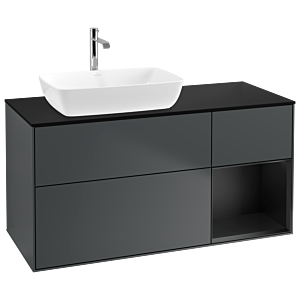 Villeroy und Boch Finion Waschtischunterschrank G812PDHG 120cm, Abdeckplatte black matt, Emotion, Regale Black matt lacquer, Midnight Blue Matt Lacquer