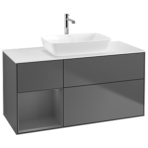 Villeroy and Boch Finion Villeroy and Boch Finion G821GKGK 120cm, cover plate white matt, Emotion, shelves anthracite matt lacquer, anthracite matt