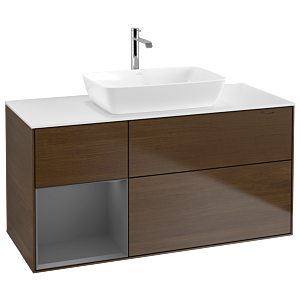 Villeroy and Boch Finion Villeroy and Boch Finion G821GKGN 120cm, cover plate white matt, Emotion, shelves anthracite matt lacquer, walnut veneer