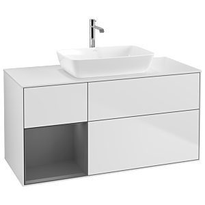 Villeroy and Boch Finion Villeroy and Boch Finion G821GKMT 120cm, cover plate white matt, Emotion, shelves anthracite matt lacquer, white matt lacquer