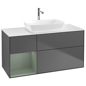Villeroy and Boch Finion Villeroy and Boch Finion G821GMGK 120cm, cover plate white matt, Emotion, shelves olive matt lacquer, anthracite matt