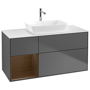 Villeroy and Boch Finion Villeroy and Boch Finion G821GNGK 120cm, cover plate white matt, Emotion, shelves Walnut Veneer , anthracite matt