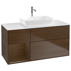 Villeroy und Boch Finion Waschtischunterschrank G821GNGN 120cm, Abdeckplatte white matt, Emotion, Regale Walnut Veneer, Walnut veneer