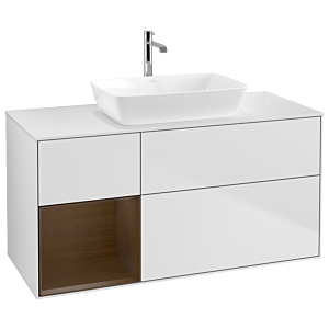 Villeroy and Boch Finion Villeroy and Boch Finion G821GNMT 120cm, cover plate white matt, Emotion, shelves Walnut Veneer , white matt lacquer