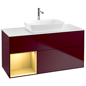 Villeroy und Boch Finion Waschtischunterschrank G821HFHB 120cm, Abdeckplatte white matt, Emotion, Regale Gold matt lacquer, Peony Matt