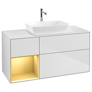 Villeroy and Boch Finion Villeroy and Boch Finion G821HFMT 120cm, cover plate white matt, Emotion, shelves gold matt lacquer, white matt lacquer