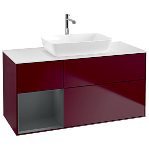 Villeroy und Boch Finion Waschtischunterschrank G821HGHB 120cm, Abdeckplatte white matt, Emotion, Regale Midnight matt lacquer, Peony Matt