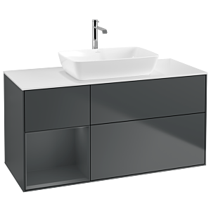Villeroy und Boch Finion Waschtischunterschrank G821HGHG 120cm, Abdeckplatte white matt, Emotion, Regale Midnight matt lacquer, Midnight Blue Matt Lacquer