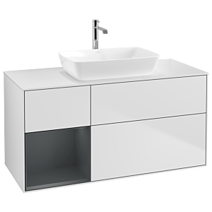 Villeroy und Boch Finion Waschtischunterschrank G821HGMT 120cm, Abdeckplatte white matt, Emotion, Regale Midnight matt lacquer, White matt lacquer