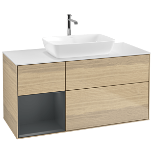 Villeroy and Boch Finion Villeroy and Boch Finion G821HGPC 120cm, cover plate white matt, Emotion, shelves Midnight matt lacquer, Oak Veneer