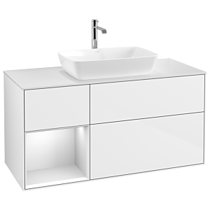Villeroy and Boch Finion Villeroy and Boch Finion G821MTGF 120cm, cover plate white matt, Emotion, shelves white matt lacquer, glossy white lacquer