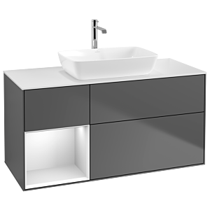 Villeroy and Boch Finion Villeroy and Boch Finion G821MTGK 120cm, cover plate white matt, Emotion, shelves white matt lacquer, anthracite matt