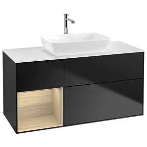 Villeroy and Boch Finion Villeroy and Boch Finion G821PCPD 120cm, cover plate white matt, Emotion, shelves Oak Veneer , black matt lacquer