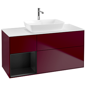 Villeroy und Boch Finion Waschtischunterschrank G821PDHB 120cm, Abdeckplatte white matt, Emotion, Regale Black matt lacquer, Peony Matt