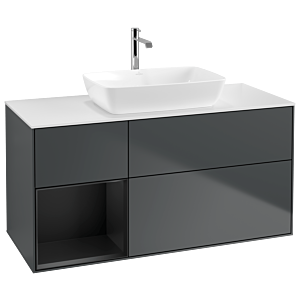 Villeroy und Boch Finion Waschtischunterschrank G821PDHG 120cm, Abdeckplatte white matt, Emotion, Regale Black matt lacquer, Midnight Blue Matt Lacquer