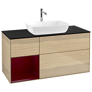 Villeroy and Boch Finion Villeroy and Boch Finion G822HBPC 120cm, cover plate black matt, Emotion, shelves Peony matt lacquer, Oak Veneer