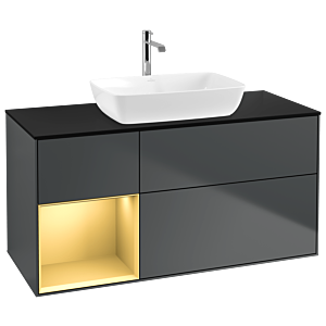 Villeroy and Boch Finion Villeroy and Boch Finion G822HFHG 120cm, cover plate black matt, Emotion, shelves gold matt lacquer, midnight Blue Matt Lacquer