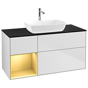Villeroy and Boch Finion Villeroy and Boch Finion G822HFMT 120cm, cover plate black matt, Emotion, shelves gold matt lacquer, white matt lacquer