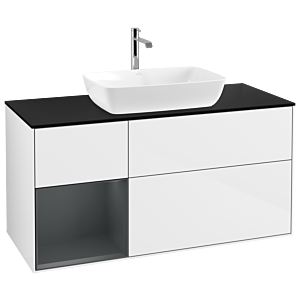 Villeroy and Boch Finion Villeroy and Boch Finion G822HGGF 120cm, cover plate black matt, Emotion, shelves Midnight matt lacquer, Glossy white lacquer